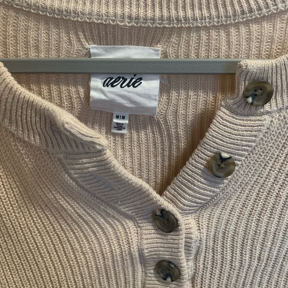 Aerie Knit Pullover Sweater Henley